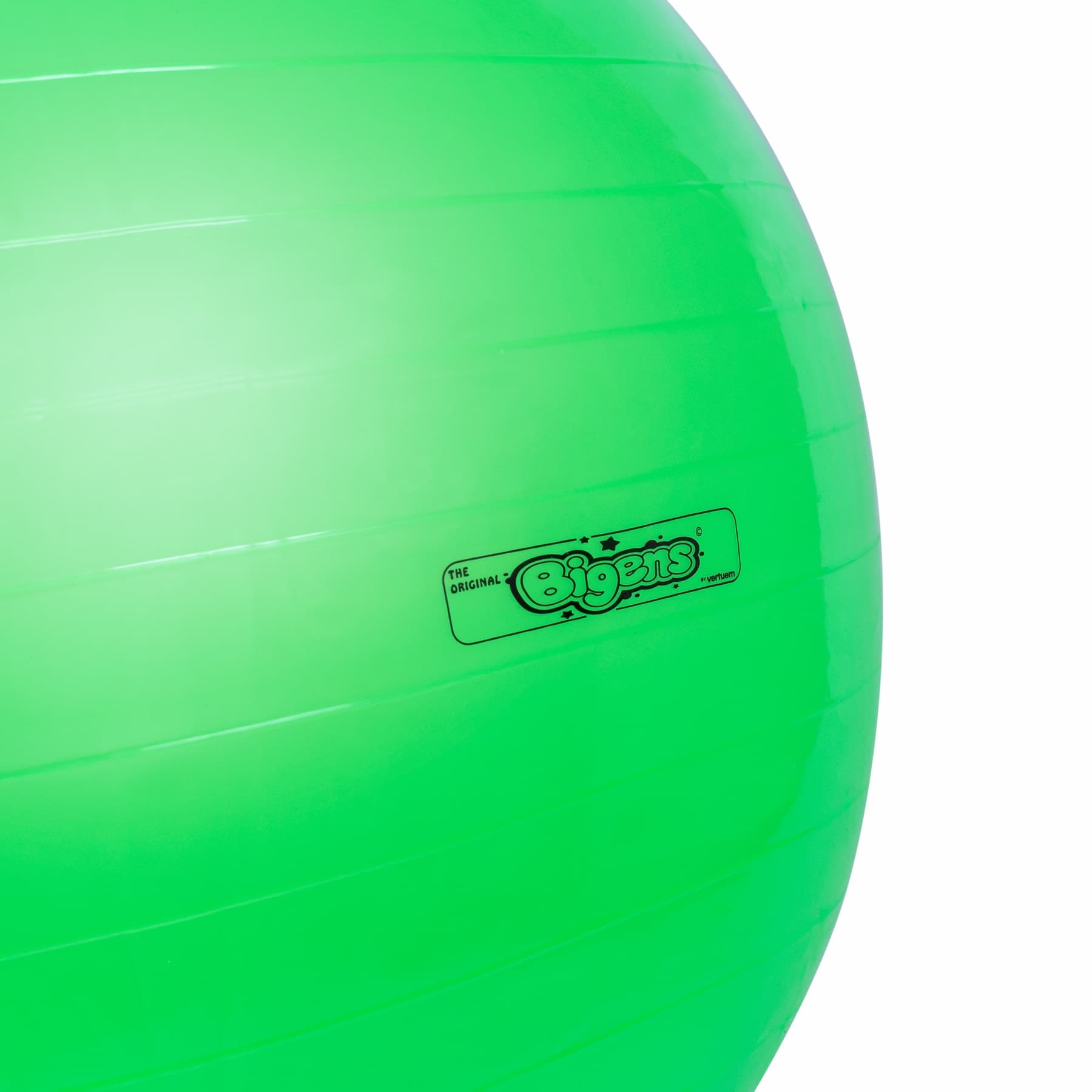 The green Bigens Play Ball with its wordmark, studio photograph
