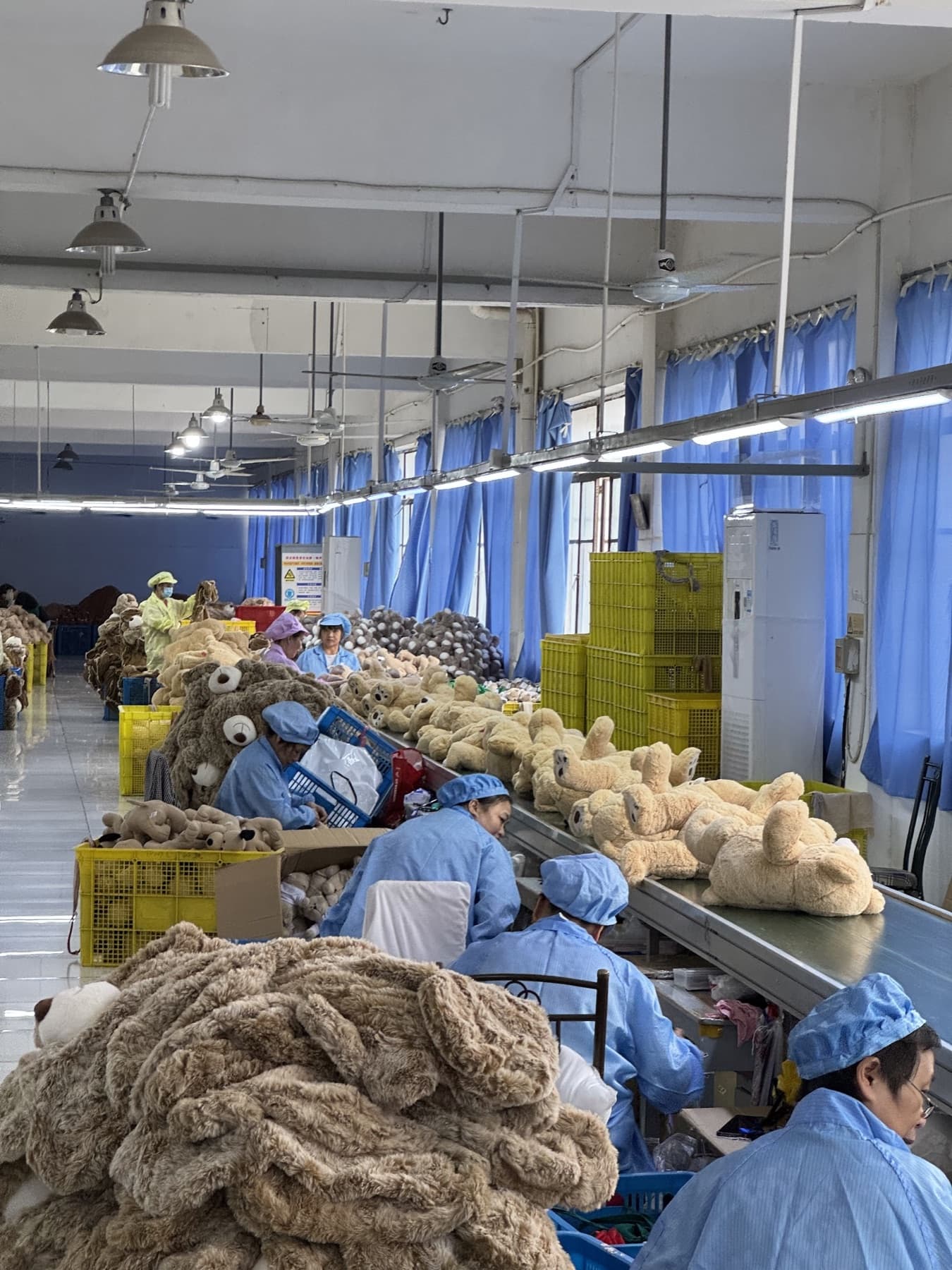 The plush production line where Theo is made
